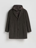 Mantel in dunkelbraun mit Kapuze