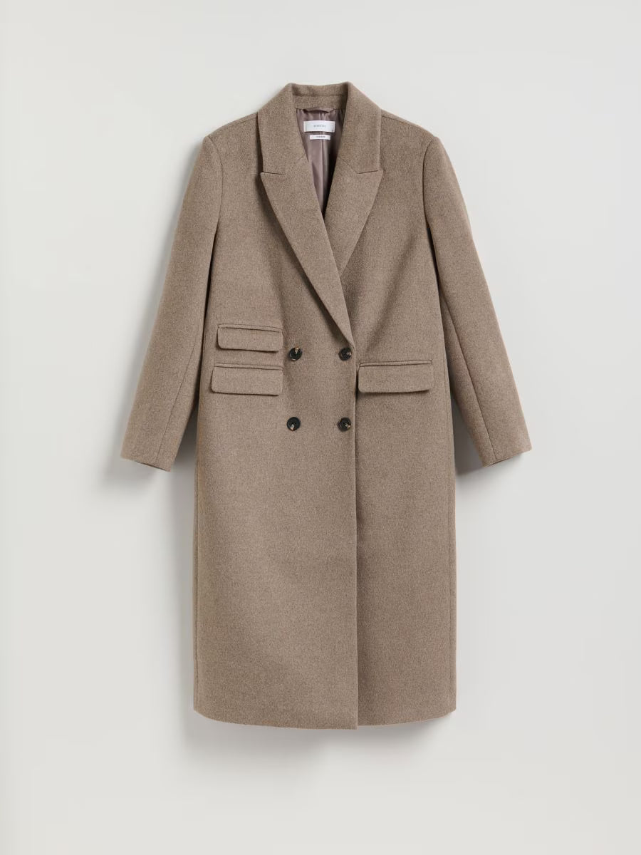 Mantel in Taupe mit Wollanteil