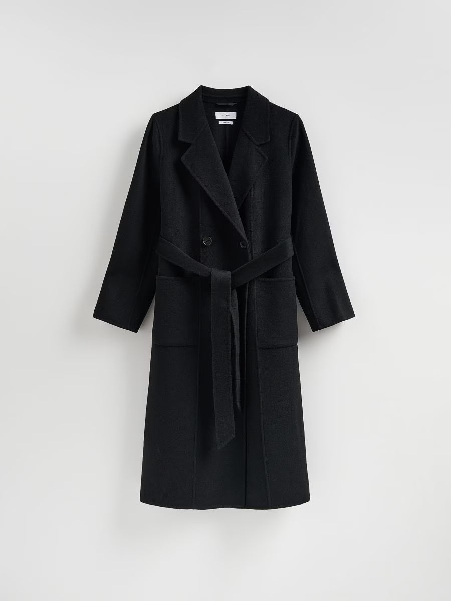 Klassischer Mantel in schwarz mit Wollanteil