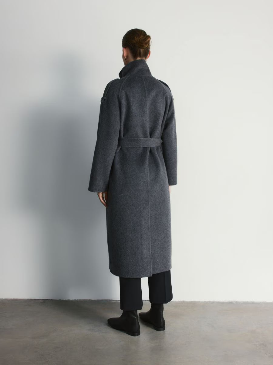 Klassischer Mantel in Mittelgrau schwarz mit Wollanteil