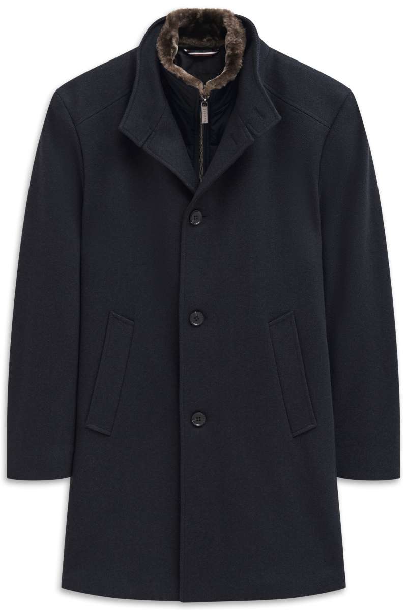 Edler Herrenmantel in marineblau aus Wolle