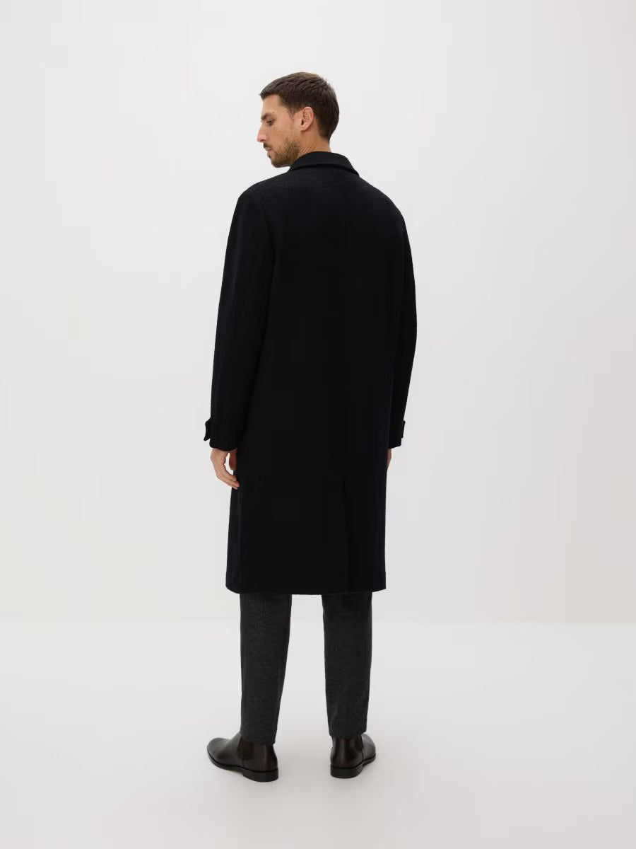 Langer Mantel in Schwarz - Woll-Mix