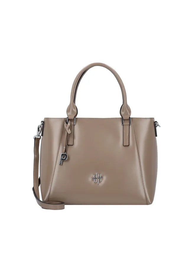 Shopper Tasche in Chai mit Emblem, Anhänger